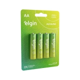 PILHA ALCALINA ELGIN AA BLISTER COM 4 UNIDADES