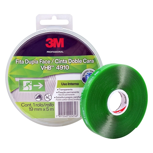 FITA DUPLA FACE VHB 4910 COM ESTOJO 19MM X 5M TRANSFERÍVEL 3M