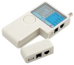 Testador de Cabos RJ45/RJ11 6x4, 6x6, BNC e USB