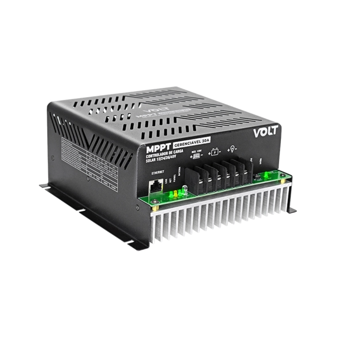 CONTROLADOR DE CARGA MPPT GERENCIÁVEL 12V/24V/48V 30A