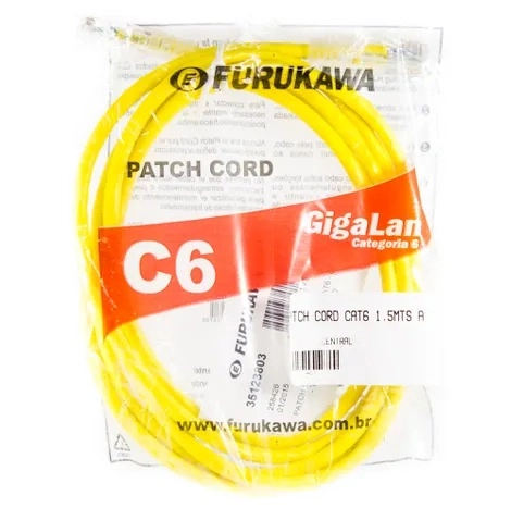 PATCH CORD U/UTP FURUKAWA CAT6 GIGALAN T568A/B LSZH 2,5M  AMARELO 35120016