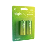 PILHA ALCALINA ELGIN MEDIA C BLISTER COM 2 UNIDADES