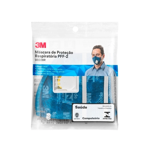 MÁSCARA RESPIRATÓRIA DOBRÁVEL 3M  9822+BR PFF2 COM VÁLVULA