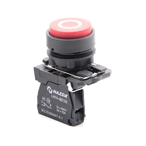 BOTÃO PULSO NAZDA RESSALTADO NC VERMELHO COM SÍMBOLO