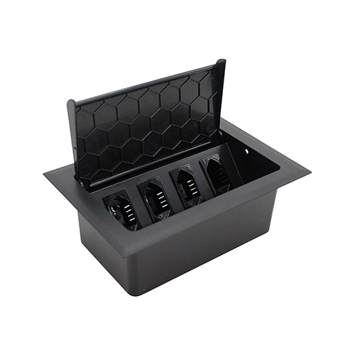 CAIXA PARA MESA POP COM 4 TOMADAS + FURAÇÃO QTMOV (PRETO) DUTOTEC 144159 QM 14001.00