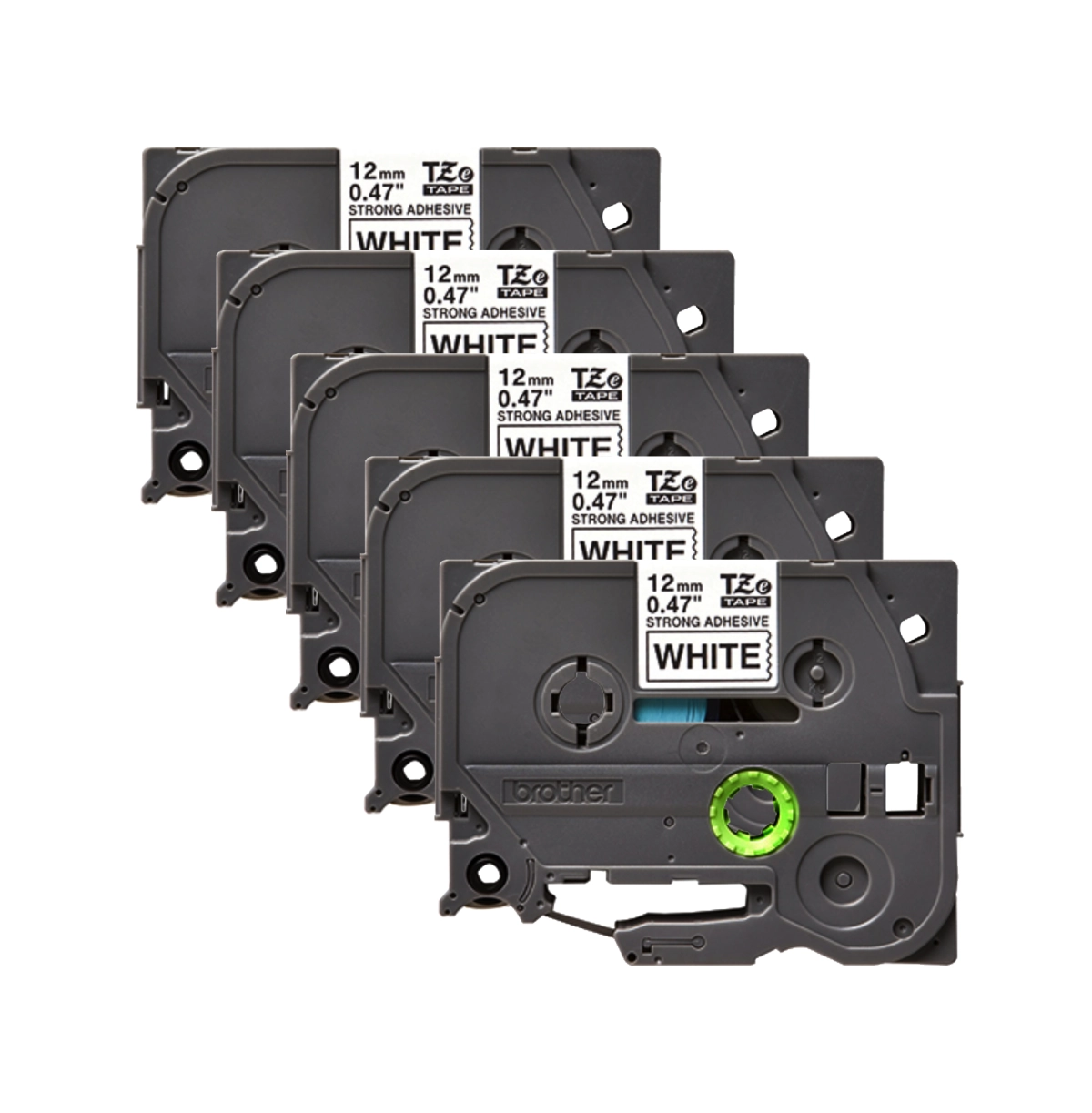 FITA PARA ROTULADOR BROTHER TZE231 12MM PRETO SOBRE BRANCO 5 UNIDADES