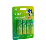PILHA ALCALINA ELGIN AA BLISTER COM 8 UNIDADES