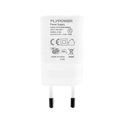 FONTE CARREGADOR VOLT COMUM OVAL FLYPOWER USB BIVOLT 5V 2.0A 10.0W BRANCO