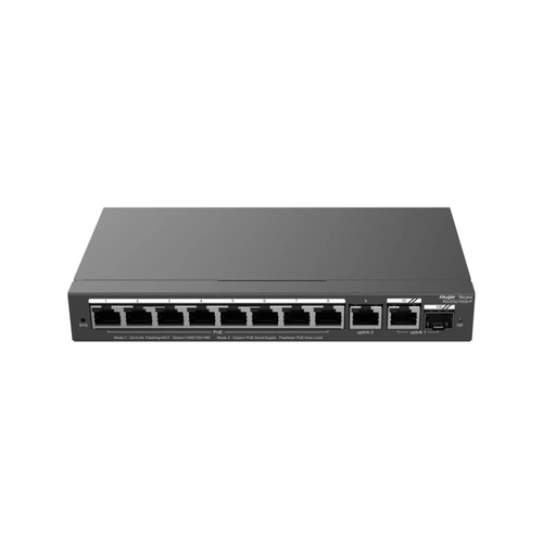SWITCH POE+ RUIJIE/REYEE RG-ES210GS-P GERENCIÁVEL (L2) 8 PORTAS POE + 1 PORTA RJ45 + 1 PORTA COMBO SFP