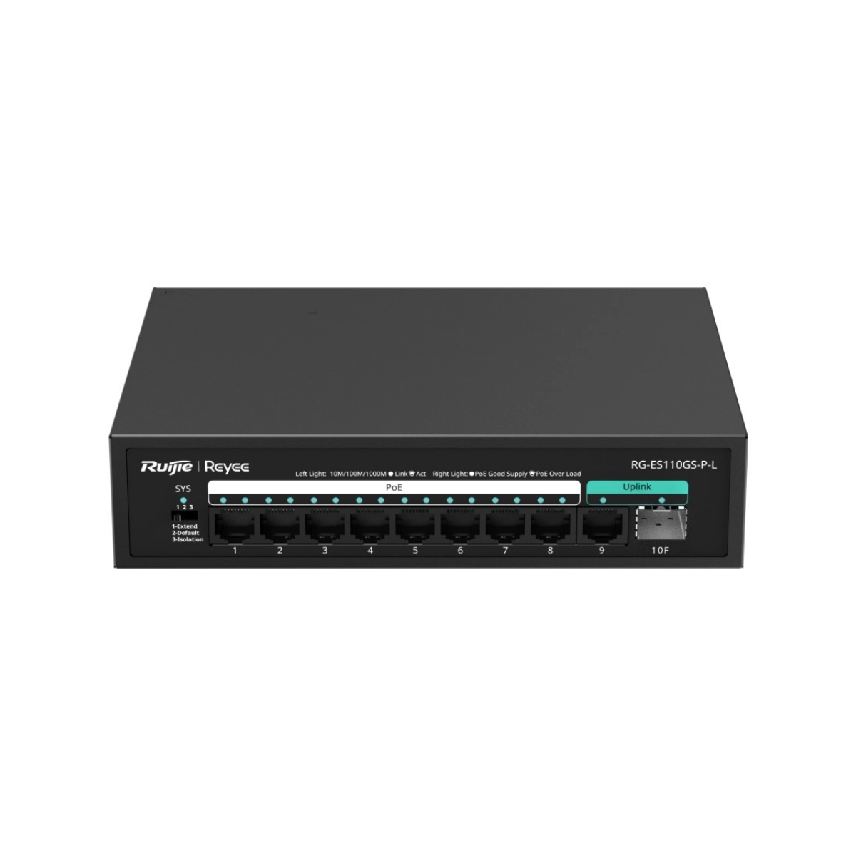 SWITCH 8 PORTAS GIGABIT POE+ / 1P GE / 1P SFP RG-ES110GS-P-L RUIJIE