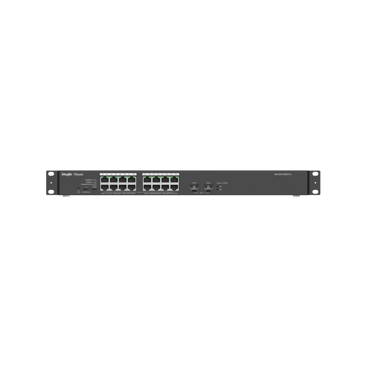 SWITCH 16 PORTAS GIGABIT POE+ COM 2 SFP RG-ES118GS-P-L RUIJIE/REYEE - SOHO