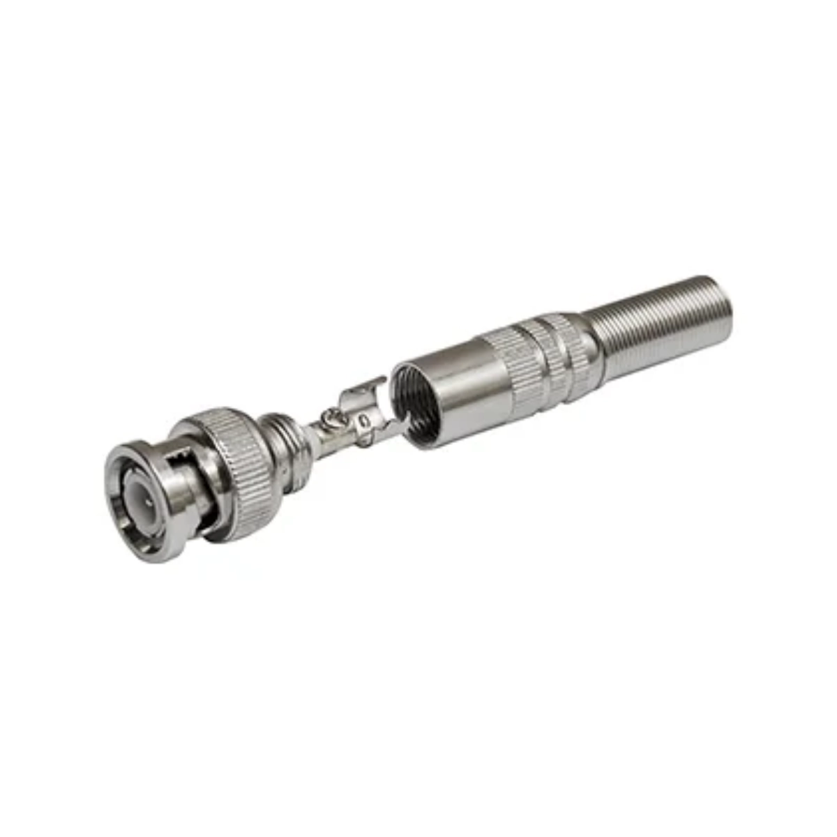 Conector BNC com Pino Fixo, Mola e Parafuso
