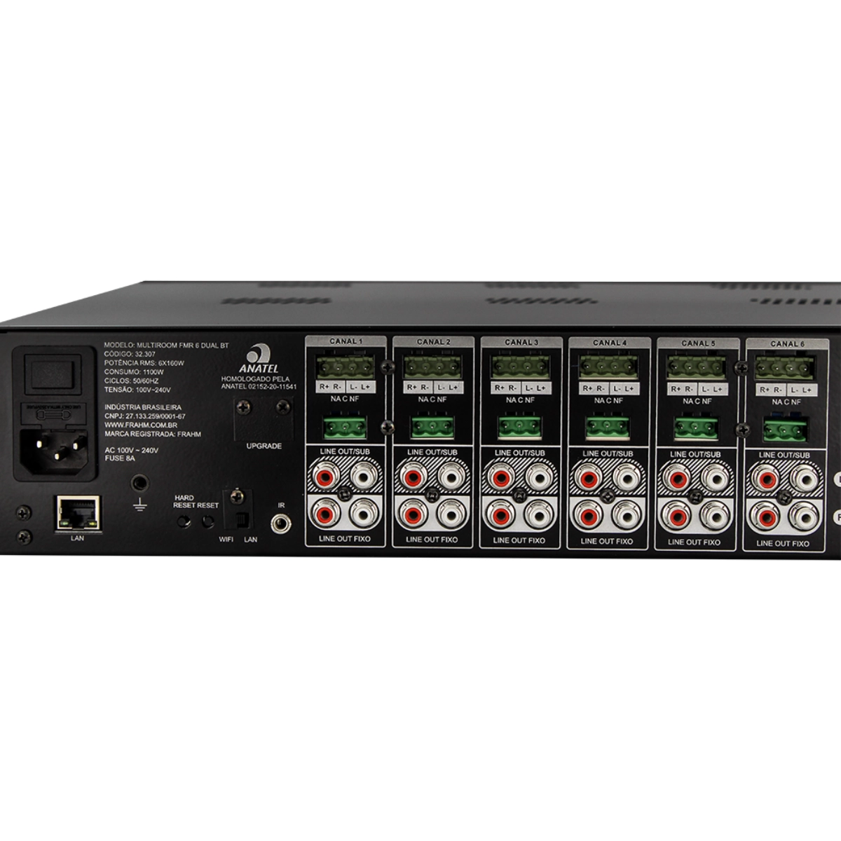 AMPLIFICADOR MULTIROOM FRAHM FFMR6 DUAL BT 6X160W RMS