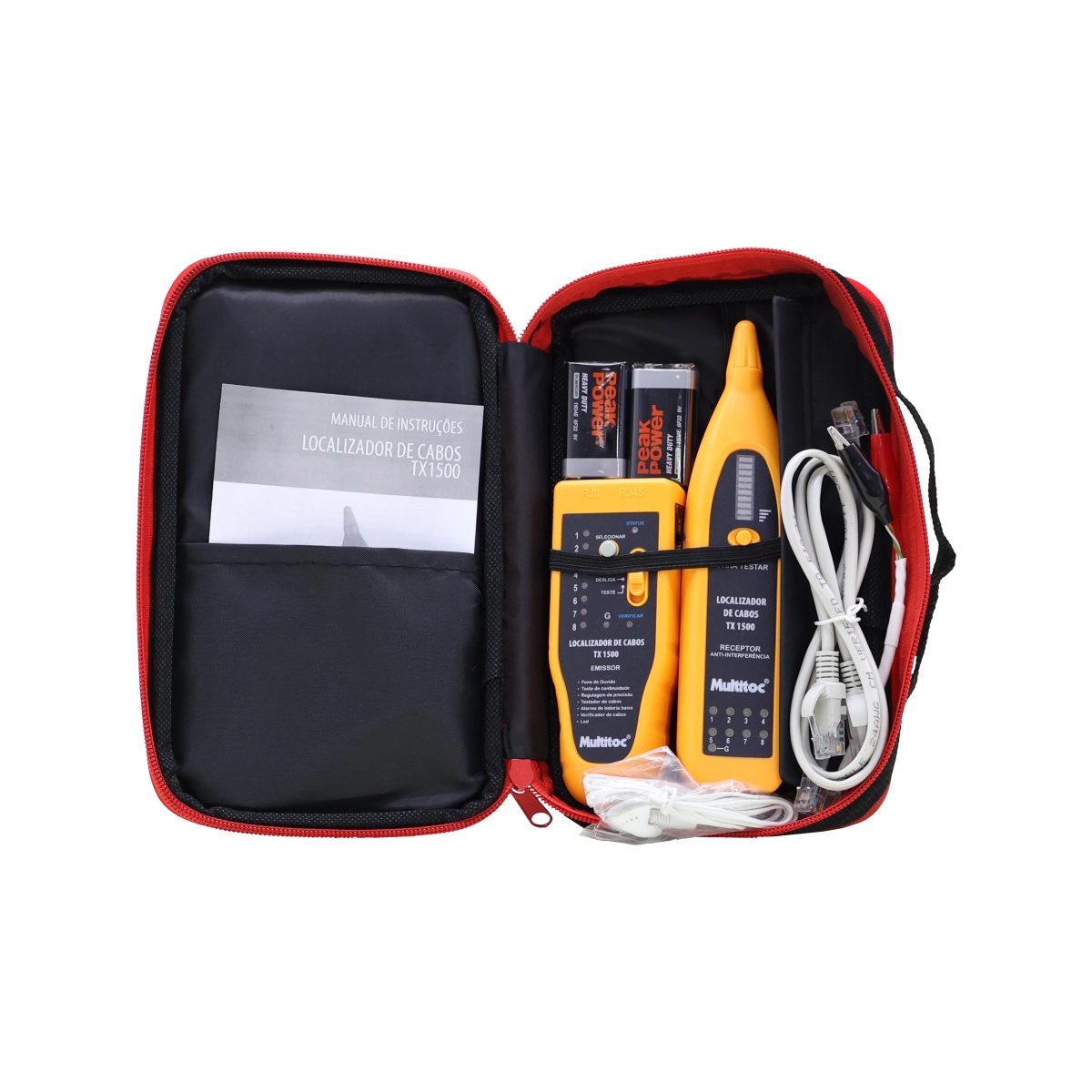 KIT TESTADOR LOCALIZADOR DE CABOS TX1500 RJ45/RJ11