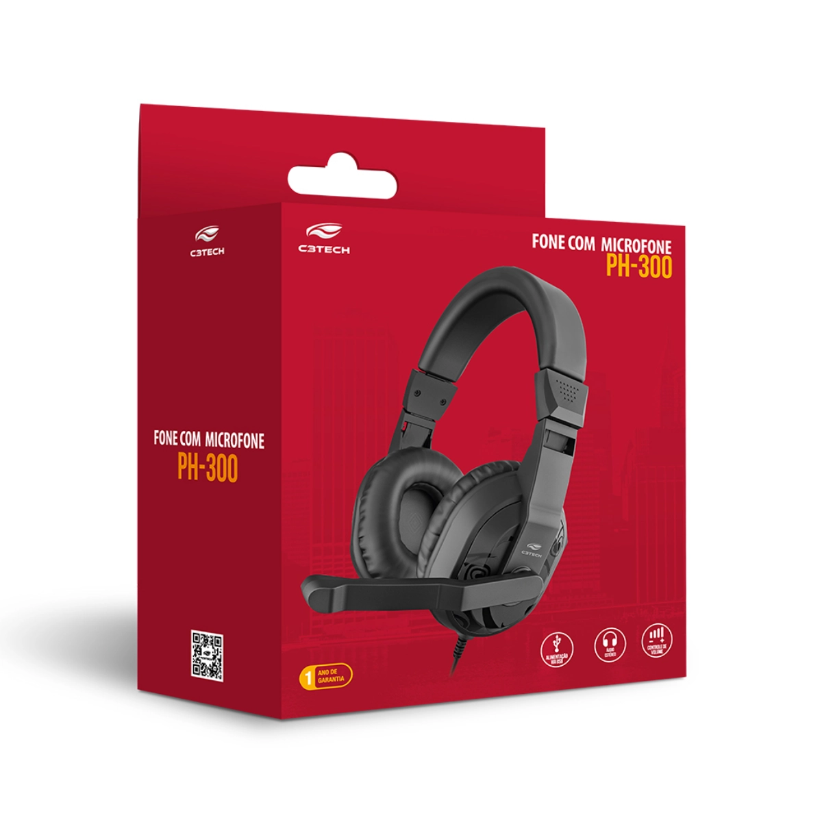 FONE COM MICROFONE C3T PH-300BK USB PRETO