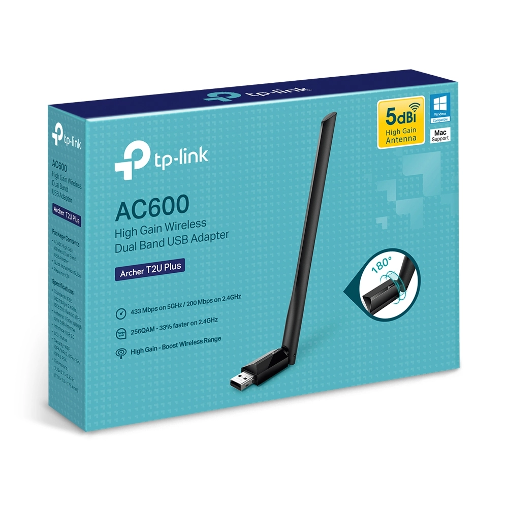 Adaptador Ethernet TP-Link Archer T2U Plus para Conexão Wi-Fi