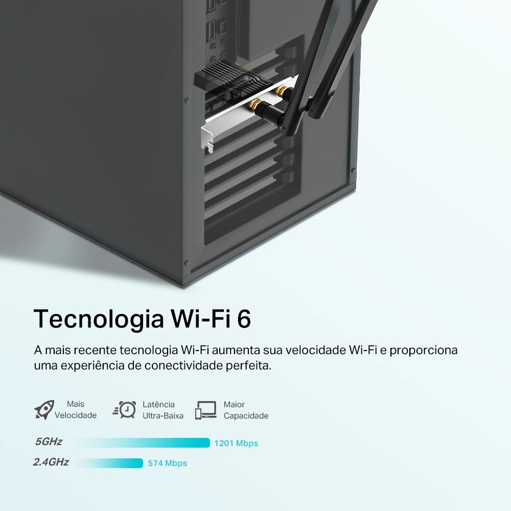 Adaptador Ethernet TP-Link Archer TX20E PCIe Bluetooth 5.2 AX1800 para Wi-Fi 6