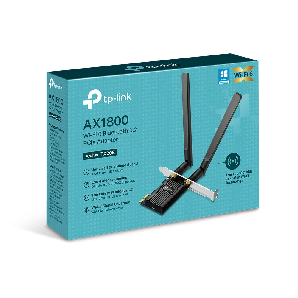 Adaptador Ethernet TP-Link Archer TX20E PCIe Bluetooth 5.2 AX1800 para Wi-Fi 6