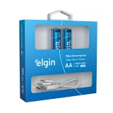 PILHA RECARREGAVEL AA 1200MAH CABO TIPO C COM 2 ELGIN