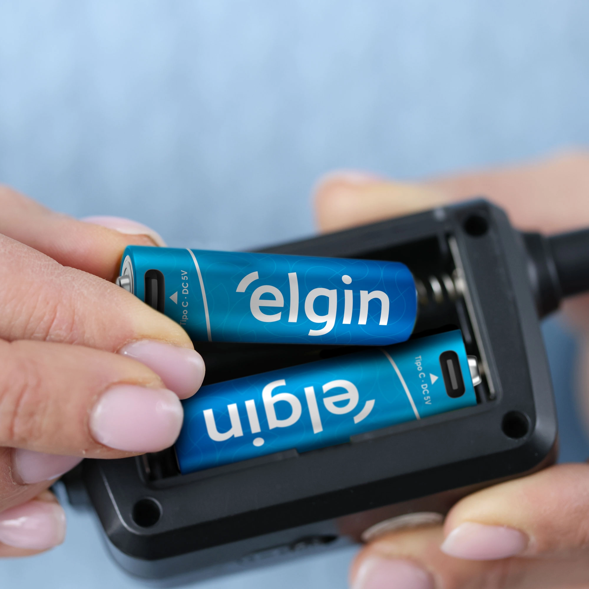 Pilha Recarregável Elgin AA 1200mAh USB Tipo-C com 2 Unidades para Eletrônicos