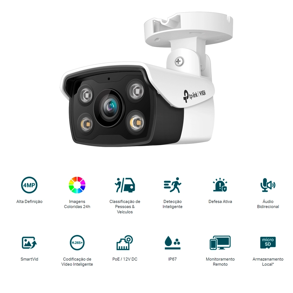 Câmera IP Bullet TP-Link VIGI C340 4MP 2.8mm Full Color