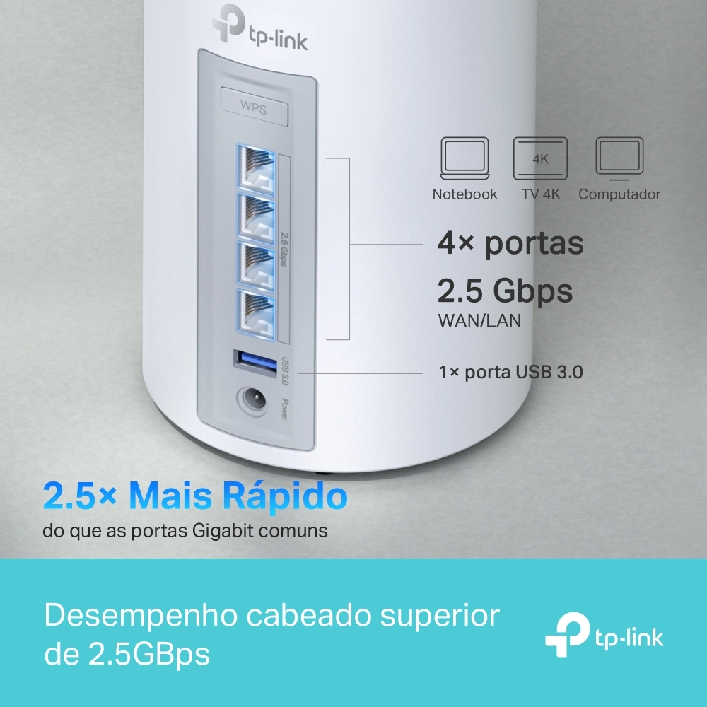 Roteador Mesh TP-Link Deco BE65 Tri-Band Wi-Fi 7 2.5G 2 Pack para Alta Performance
