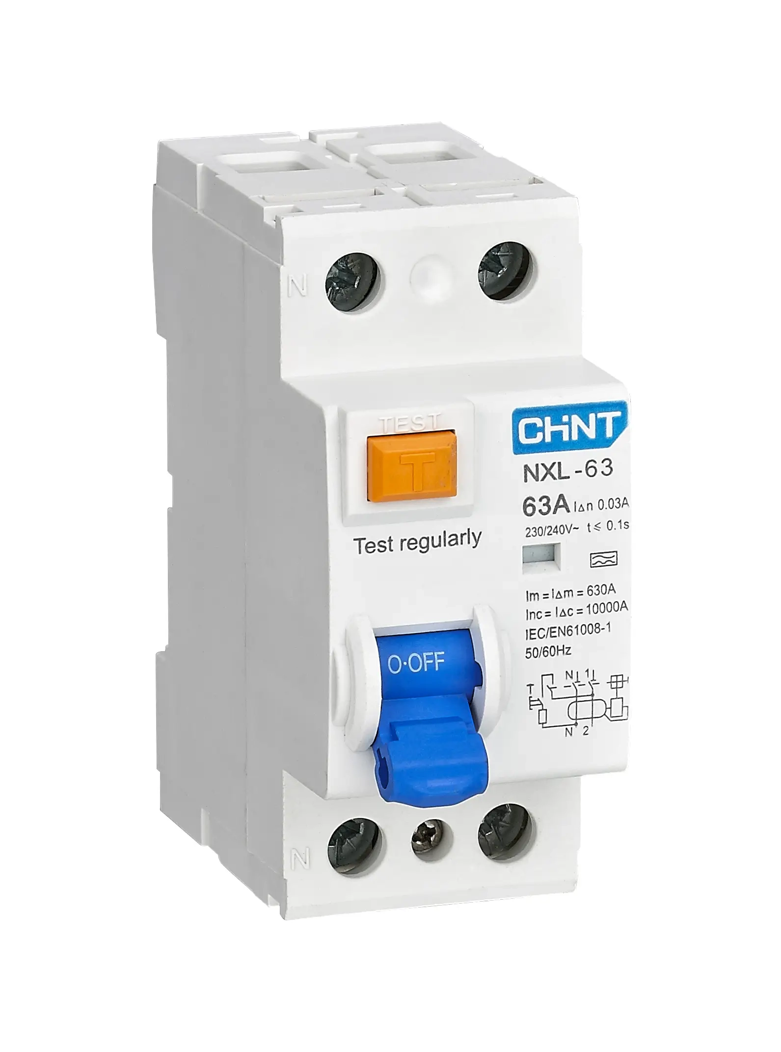 INTERRUPTOR DIFERENCIAL RESIDUAL CHINT NXL-63 25A 30MA AC 6KA 2P+N
