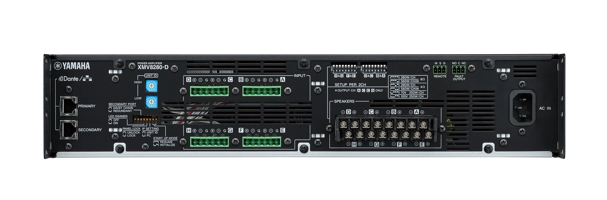 Amplificador Multicanal Yamaha XMV8280D 8 Canais 280W para Áudio Profissional