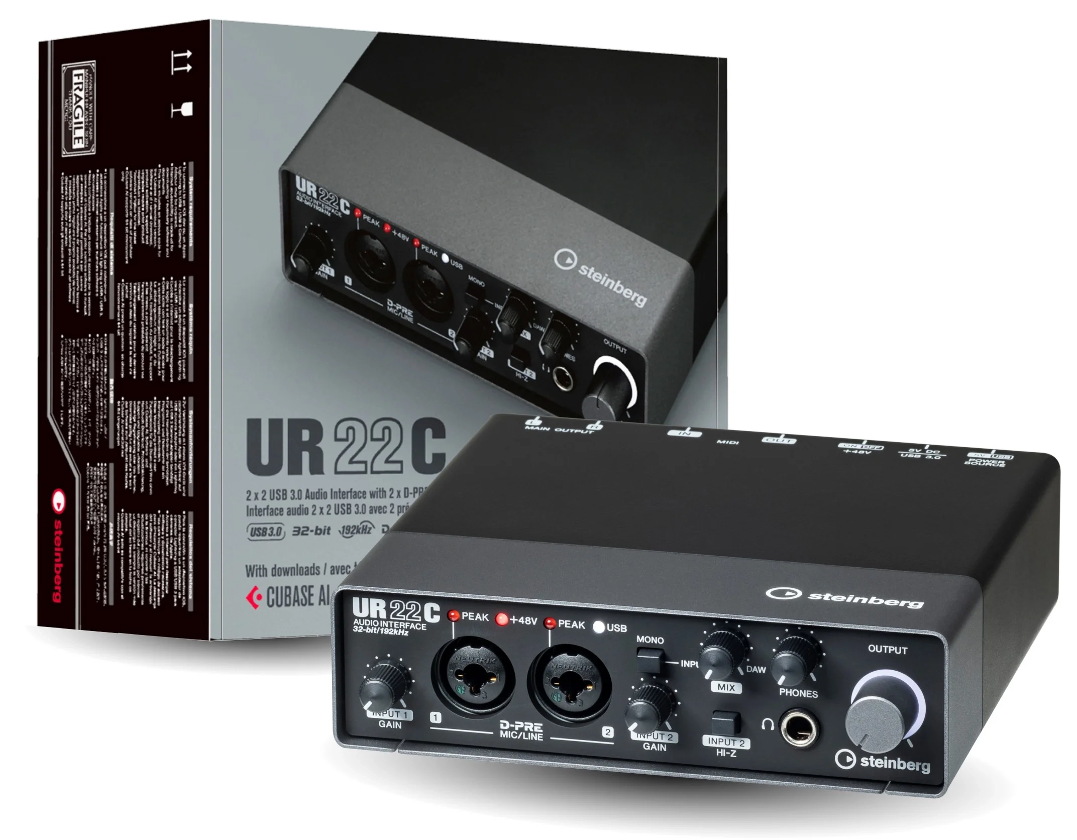 Interface de Áudio Digital Yamaha UR22C para Áudio Profissional