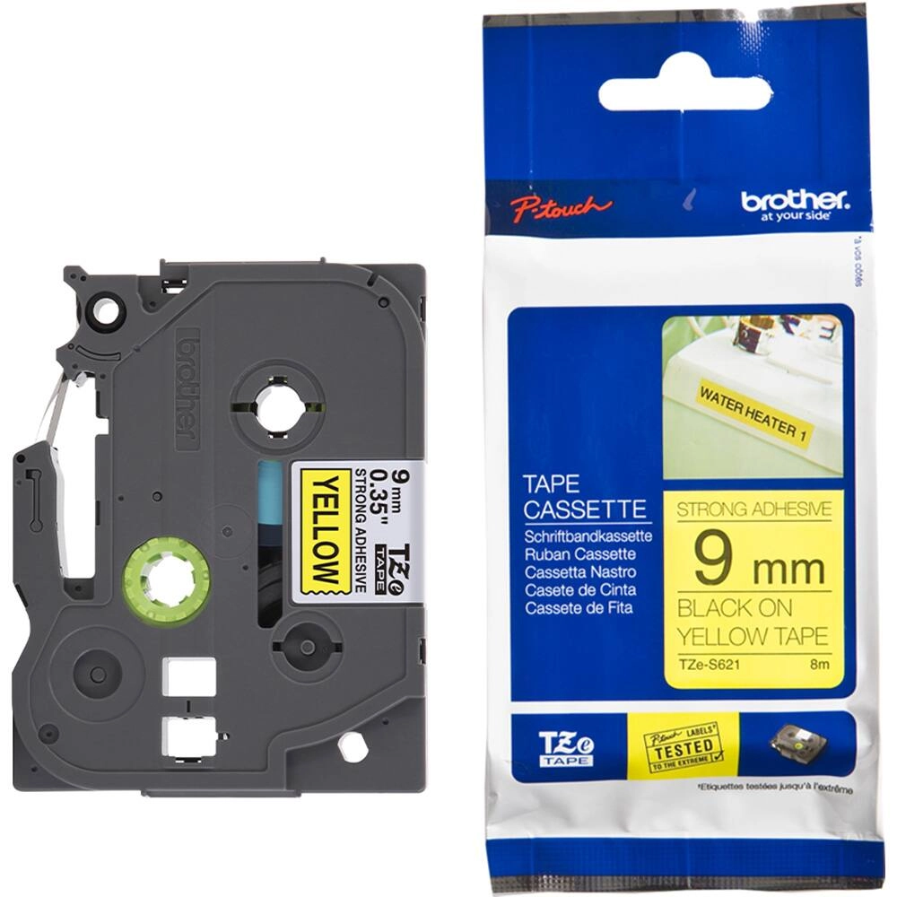 FITA BROTHER TZES621 9MM PRETO/AMARELO