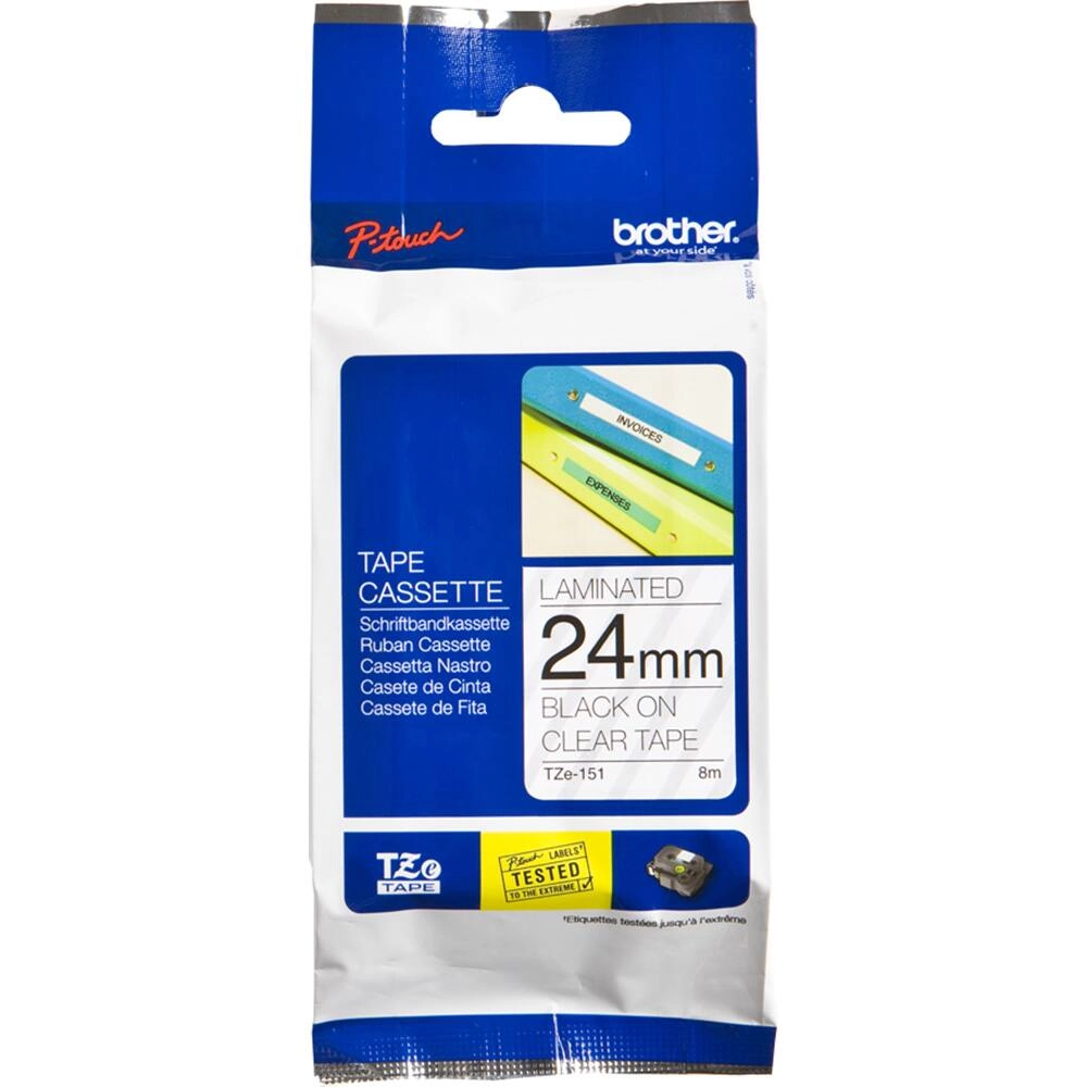 FITA BROTHER TZE151 24MM PRETO/TRANSPARENTE