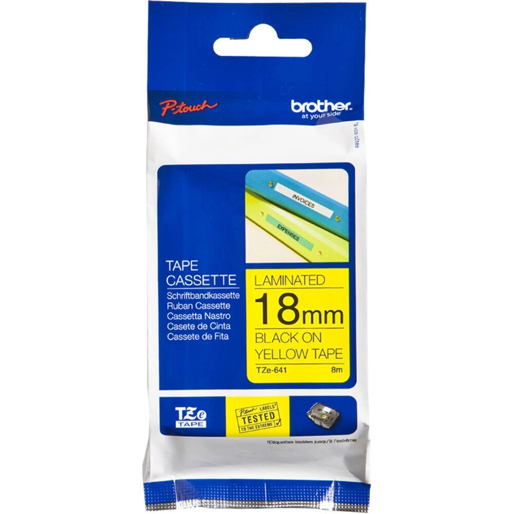 FITA BROTHER TZES641 18MM PRETO/AMARELO