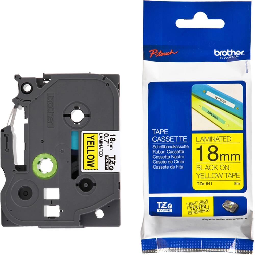 FITA BROTHER TZES641 18MM PRETO/AMARELO