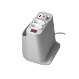 EXTENSÃO ELÉTRICA DE MESA OCTOO 2 TOMADAS USB-C/USB COM APOIO PARA CELULAR ICE SILVER