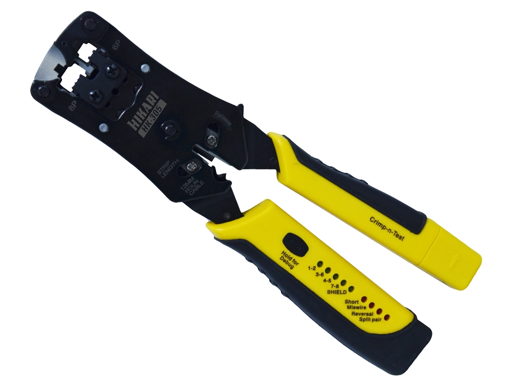 TESTADOR E CRIMPADOR 4 EM 1 DE CABOS DE REDE HIKARI HK-305