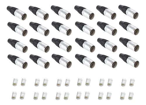 CONECTOR PLUG ETHERCON RJ45 MACHO XLR NET PRETO/PRATA OUTDOOR