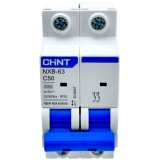 Disjuntor Chint NXB-63 2 Polos 50A Curva C G 2 Portas C50(R) para Instalações Elétricas