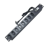 RÉGUA PARA RACK 8 TOMADAS 10A 2 PORTAS+T COM FUSÍVEL CABO 1,50M PRETO (MA) PARA INSTALAÇÃO PROFISSIONAL