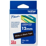 FITA BROTHER TZE335 12MM BRANCO/PRETO