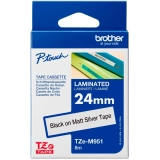 FITA BROTHER TZESM951 24MM PRETO/PRATA FOSCO