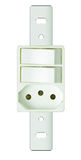 TOMADA INJETEL 2P+T NBR + 2 INTERRUPTORES PARALELO BRANCO