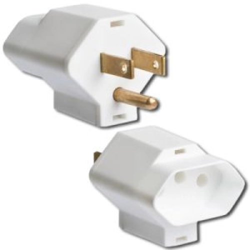 ADAPTADOR REVERSO 2P+T PINO CHATO/TOMADA NBR 15A 250V BRANCO