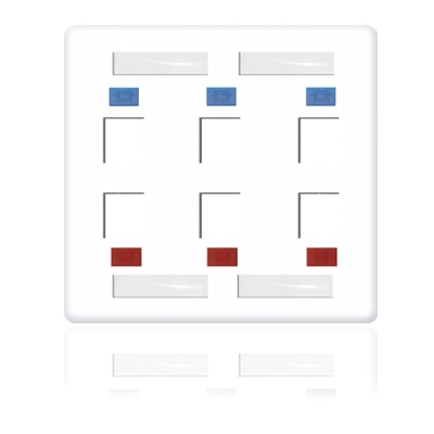 Espelho 4x4 para Jack RJ45 - 6 Furos - Branco